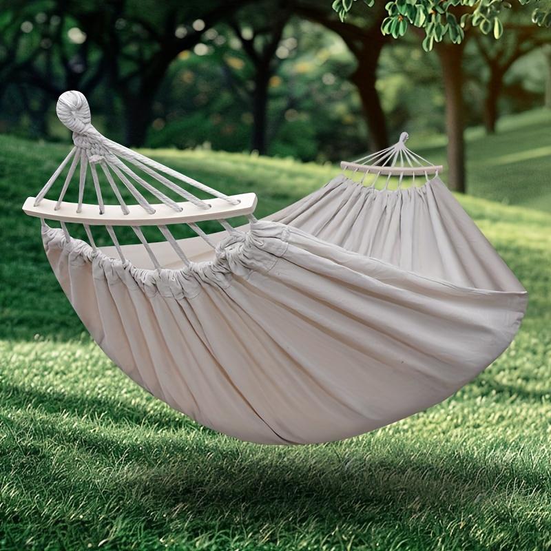 

Anti-Tip Comfortable Hammock with Hanging Ropes & Support Stick Portable Hammock for Dorms Beaches Camping білий