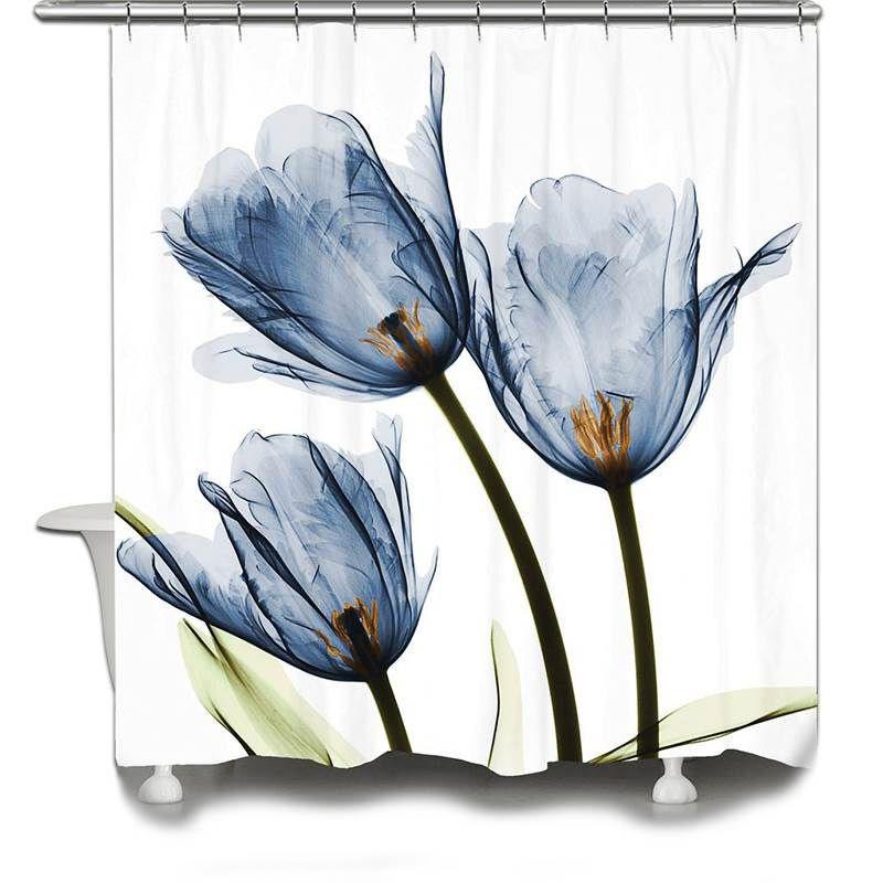 Versatile 3d Mart Waterproof Lotus Print Bathroom Polyester Shower Curtain Featuring 12 Hooks For Any Bathroom Style