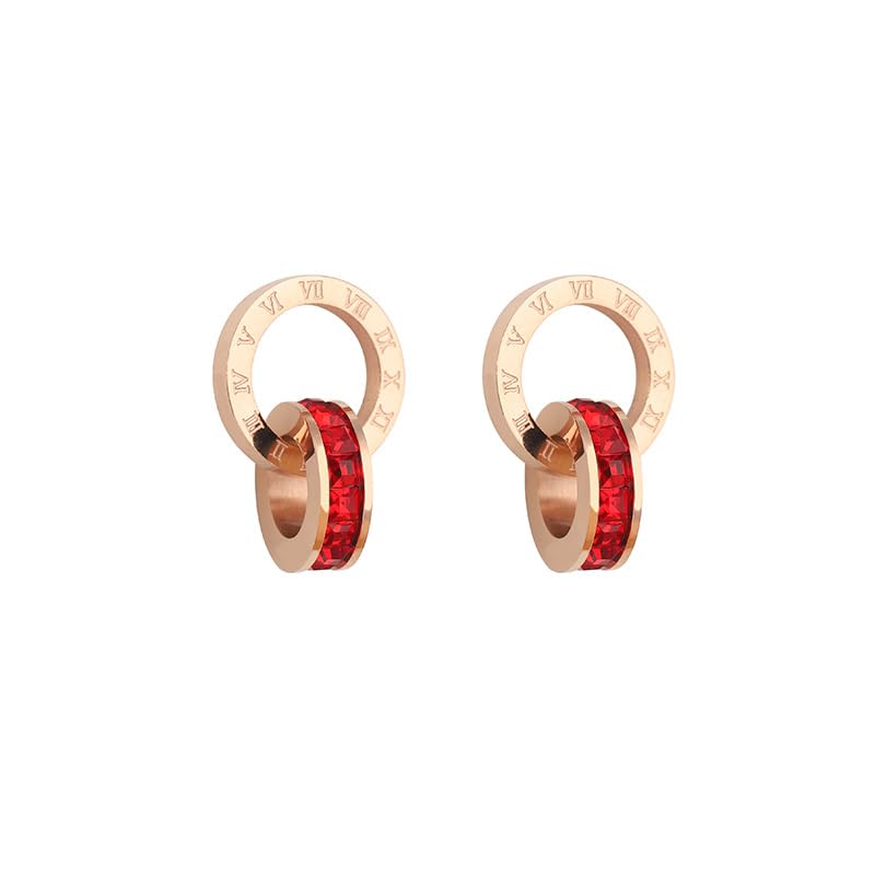 

Серьги Rockyu для популярных 18K розового золота 18K титана с буквенным кольцом из кубического циркония для женщин, висячие, модные аксессуары, золото, гипоаллергенные, золото,