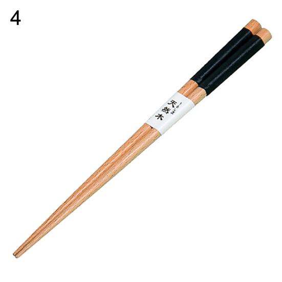 1 Pair Japanese Travel Portable Reusable Non-slip Wooden Chopsticks Tableware