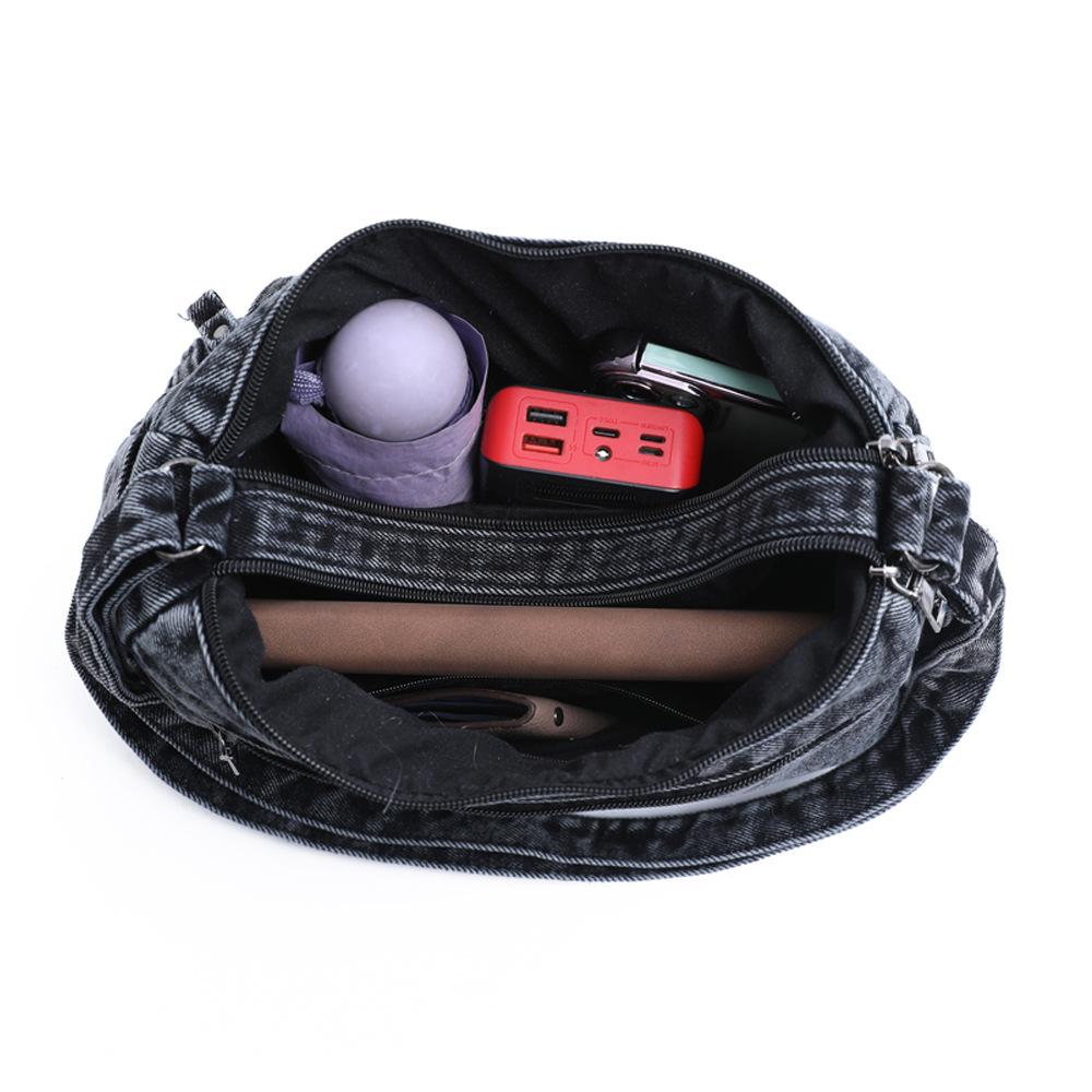 Mehrschichtige kleine quadratische Denim-Tasche für Damen, Umhängetasche, Modische und lässige Damentasche