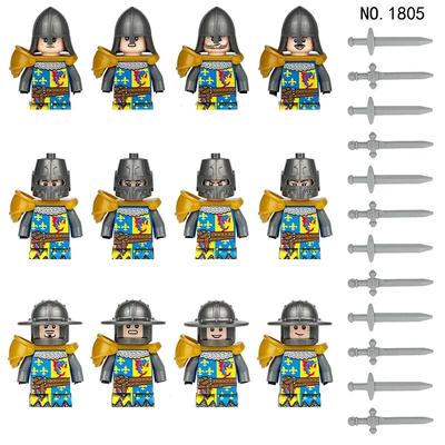 12 stücke MOC Mittelalterlichen Antiken Römischen Ritter Bausteine Militär Burg Soldaten Figur Waffe Schild Schwert Helm Spielzeug