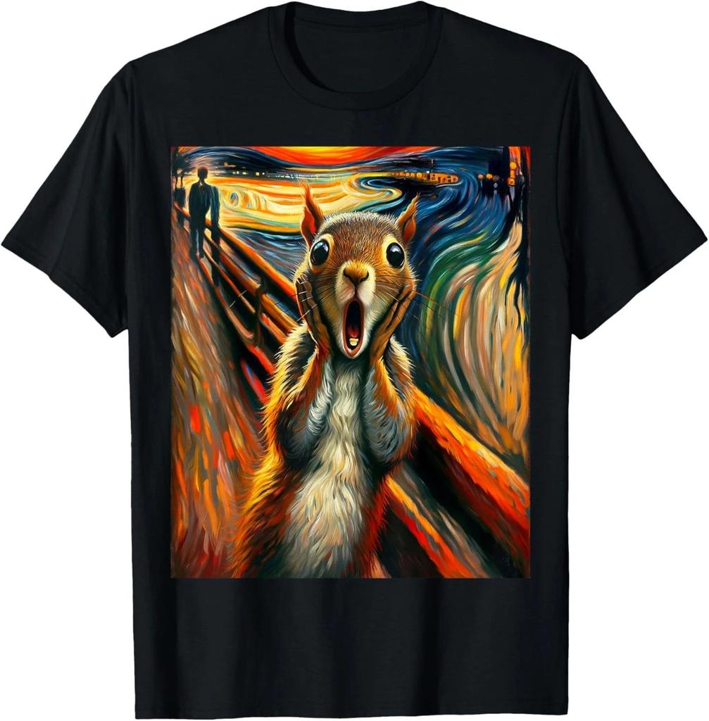 Expressionist Scream Animal Surreal Art Humor Funny Squirrel T- Shirt