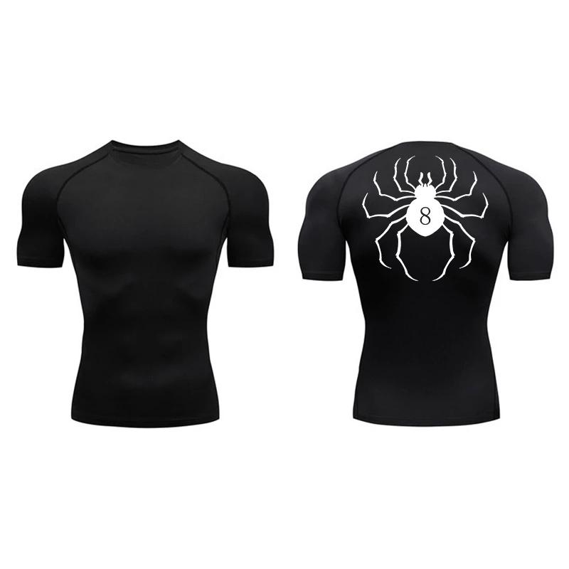

Spider Print Compression Shirt for Men Short Sleeve Rash Guard Gym Workout Undershirts Baselayers Athletic Quick Dry T-Shirt XXXL