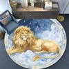 Lion Waves Stars Round Area Rug,Carpet Rug for Living Room Bedroom Sofa Playroom Decor,Non-slip Floor Mat