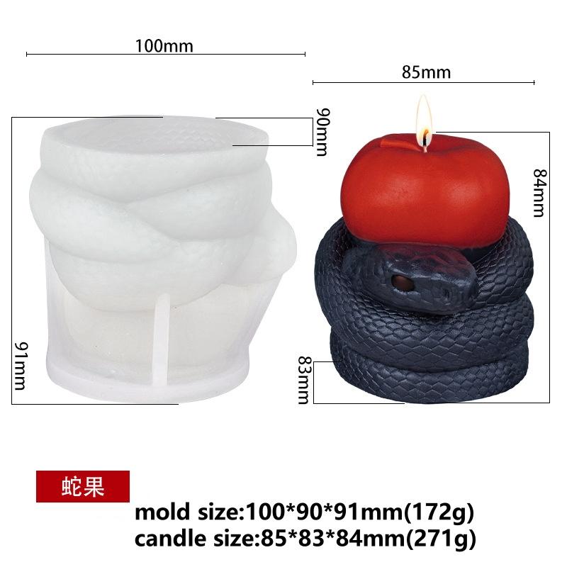 DIY Snake Fruit Aromatherapy Silicone Mold Terror Love Snake Candle Paste Resin Mold for Halloween Party Decoration Gifts