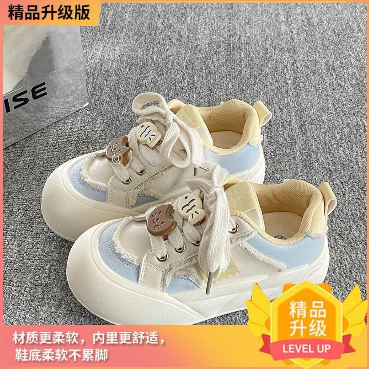 

Популярные белые туфли на платформе, женские туфли на платформе, весна-лето 2025, новые нишевые дешевые универсальные туфли, обувь для хлеба 35 синий