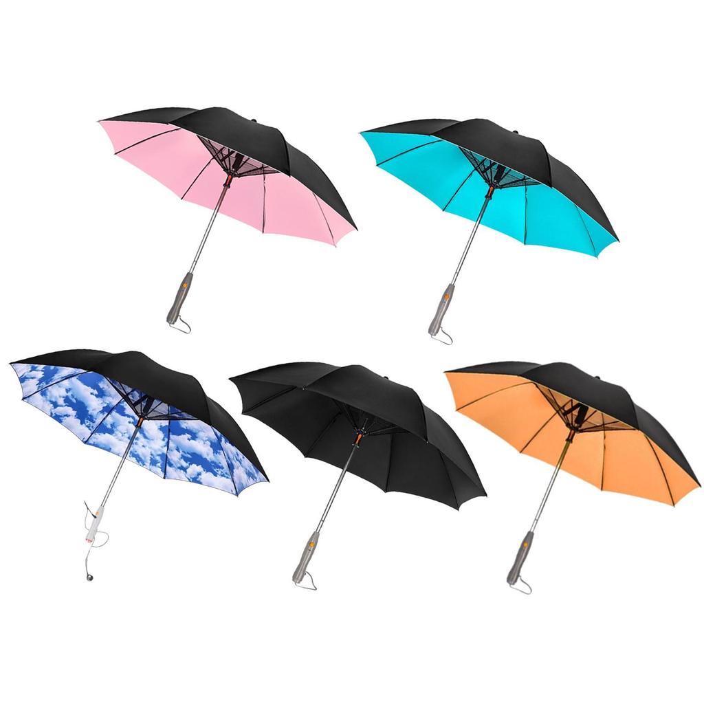 Fan Integrated Umbrella for Sun Protection Outdoor Activities Portable Cooling UV Shade Windproof Travel Accessory