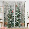 2pcs,2D Plane Printing Light Filtering Curtains Christmas Pine Tree Snowflake Versatile Polyester Fabric (without Rod)