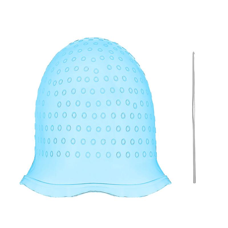 Touca de Silicone para Coloração de Cabelo Agulha de Gancho Profissional Tintura de Cor Mechas Reutilizável Conjunto Ferramentas para Descoloração Congelada Salão de Beleza
