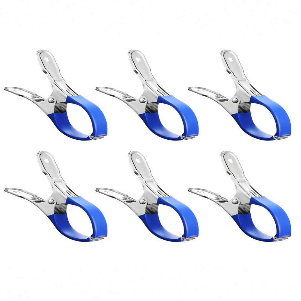 

6 шт./набор Зажимы для покрытия бассейна Нержавеющая сталь Зажимы для защиты от ветра с синими пластиковыми ручками Ветрозащитные зажимы для ковера надземного бассейна