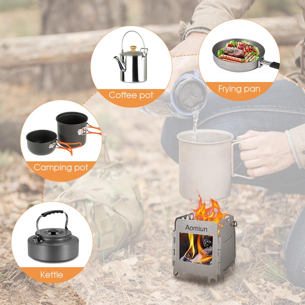 Přenosný kempingový vařič z nerezové oceli Lehký skládací vařič na dřevo Kapesní vařič Outdoor Camping