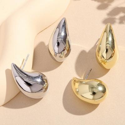 1 Pair Women Stud Earrings Water Drop Shape Polished Solid Color Anti-allergy Lightweight Smooth Lady Ear Studs Daily Commute Ear Jewelry