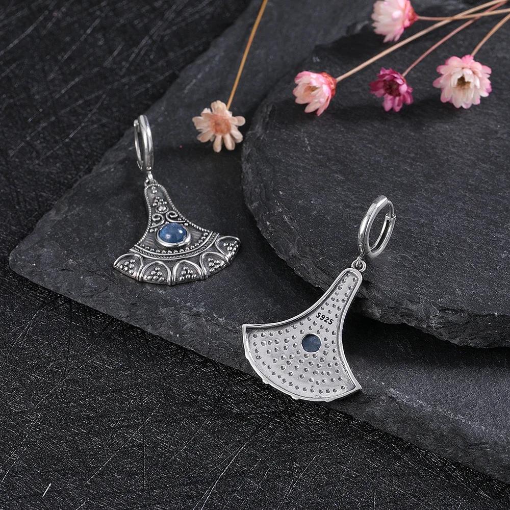 Long Pendant Natural Kyanite Earrings S Silver Earrings for Women  Vintage Engagement Party Anniversary Gift