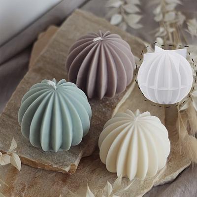 Runde Kugelform Kerzen Silikon, Kugelförmig Fächerförmig Aromatherapie Herstellung, für DIY Weihnachts Kugel Gips Gestreifte Kugel Dekoration
