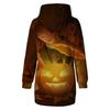 Women's  And Winter Hooded Sweatshirt Dress Halloween Print Dress