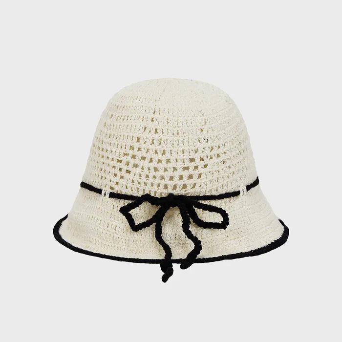 Heart Chain Crochet Ribbon Bucket Hat Black