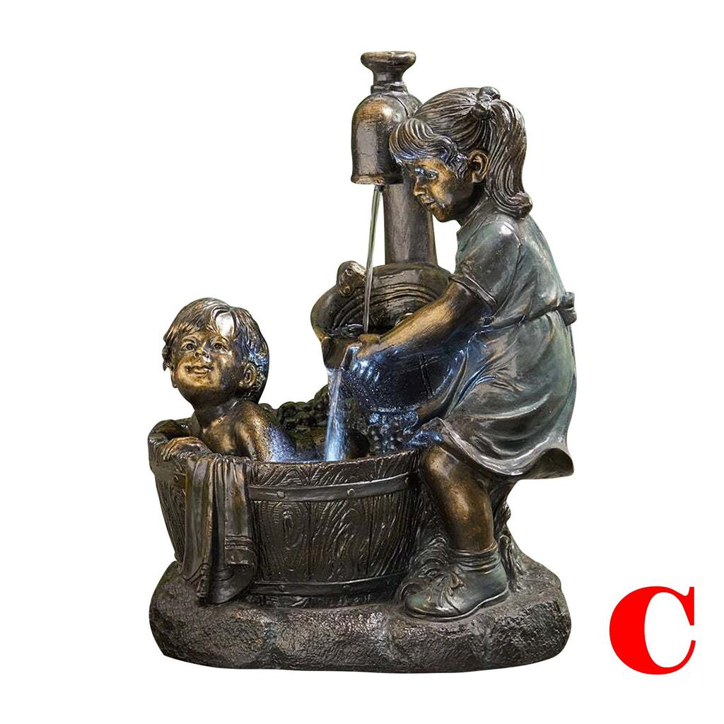 Latest Boy & Girl Sculpture Bath Pressure Water Statue Courtyard Resin Craft Garden Ornaments Garden Decoration Statue