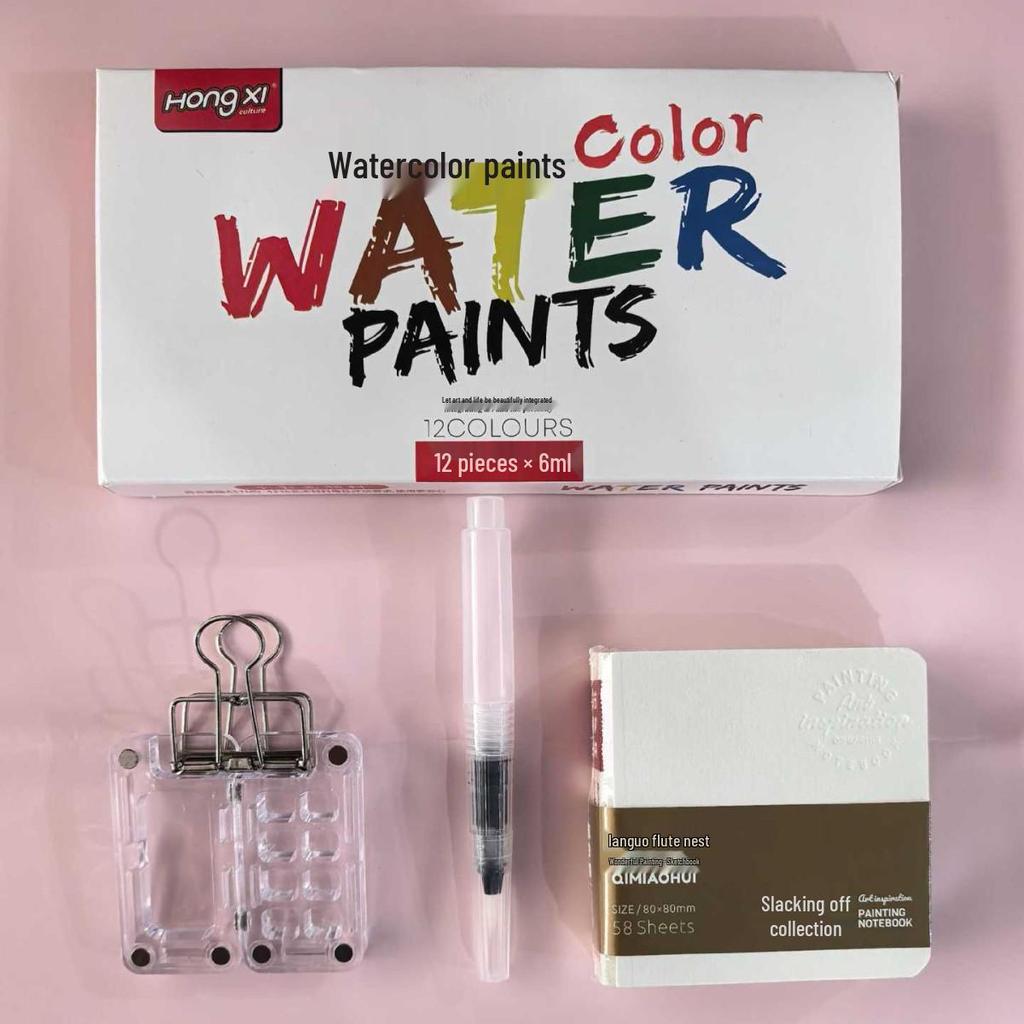 Hongxi Student Art Pigments Set: Watercolor, Acrylic & Oil, 6ml