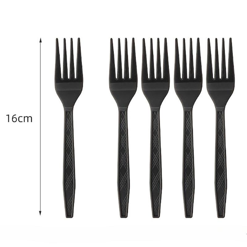 Solid Black Theme Cutlery Birthday Party Paper Disposable Tableware Paper Napkins Cups Plates Tablecloth Fork Spoon Party Decor