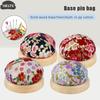 1pc Pincushion Vintage Embroidery Pin Cushions Half Round Pin Pad With Wooden Base Needle Holder For DIY Craft Sewing Accessorie