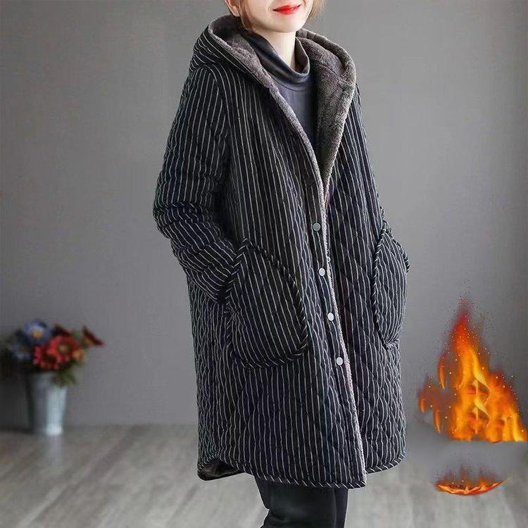 

Женское зимнее длинное теплое пальто, винтажная свободная верхняя часть, однотонная куртка с длинным рукавом XS