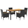 VidaXL Ensemble à manger de jardin et coussins 5 pcs noir rotin acacia, ensemble de salle à manger d'extérieur, meuble de 3278629