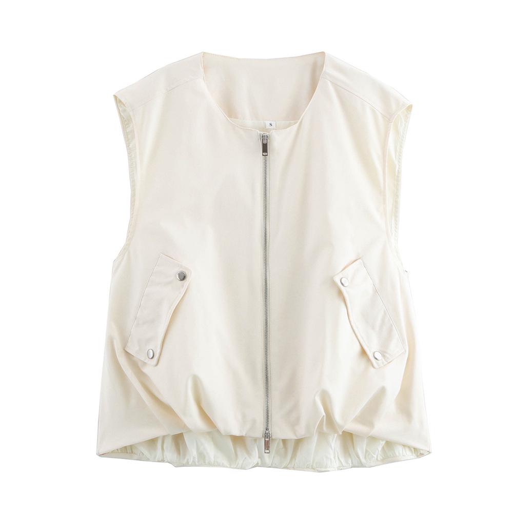 

2025 Spring Women s Casual Versatile Round Neck Vest Jacket Small білий