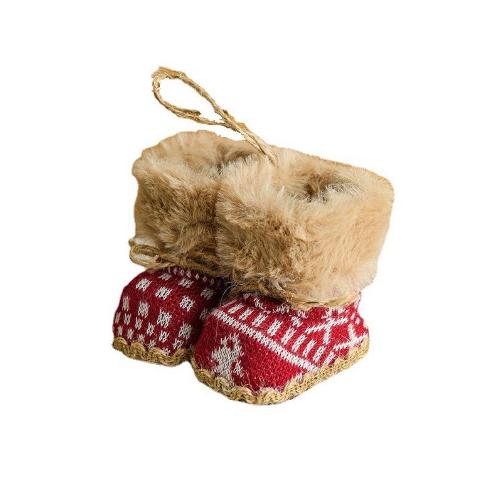 Plush/Cloth Christmas Boots Pendant Decorative Plush Christmas Tree Pendant  Festival Party