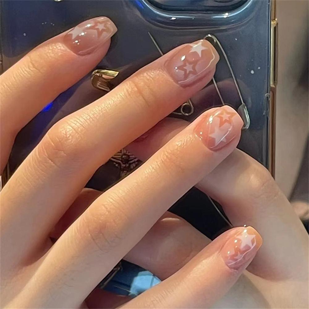 Shining Stars Press-on Nails Sweet & Charming Reusable False Nails for Girls Women DIY Manicure