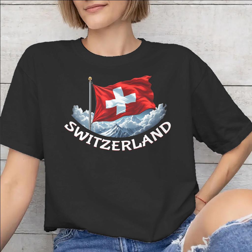Swiss Switzerland Flag Accessories Unisex T Shirt Pure Cotton Tee Graphic Printed Tshirt Clothing