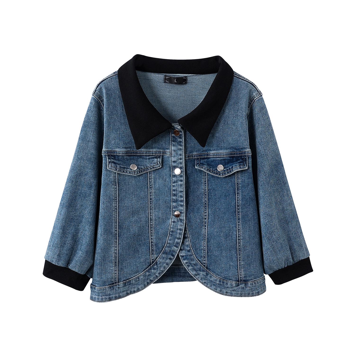 

Новая женская джинсовая куртка больших размеров весна/осень с рукавами три четверти — облегающая, легкая, роскошная мода для пышных фигур 5XL синий