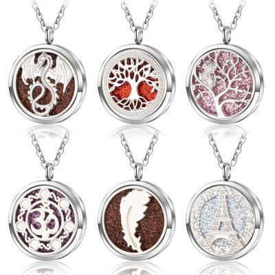 High Quality Patterns Tree of Life Aromatherapy Diffuser Pendant Perfume Locket Women Essential Oil Necklace Jewelry