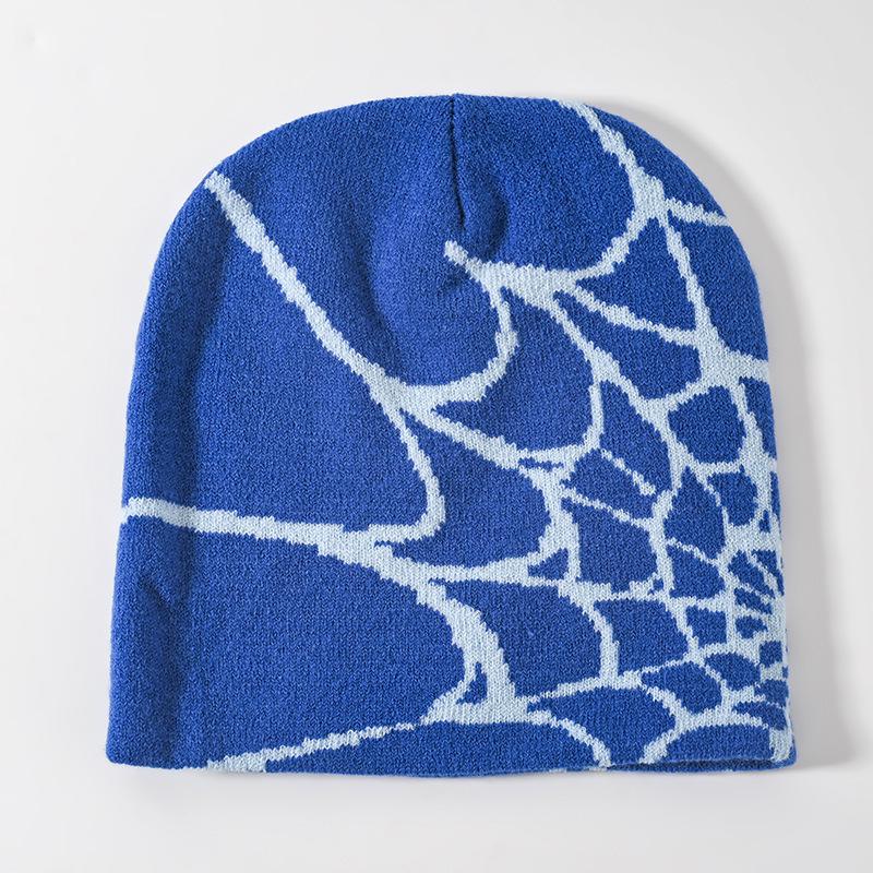 Spider Web Jacquard Knitted Beanie - Unisex Warm Winter Hat, Trendy European & American Style