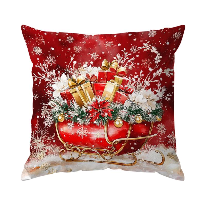 Santa Claus Snowman Cushion Pillowcase Printed Polyester Throw Pillow Cover Decorative Sofa Cushion Pillowslip Decor