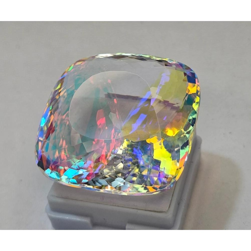131.15 Ct Natural Mystic Topaz Cushion Rainbow Color Stunning Gemstone