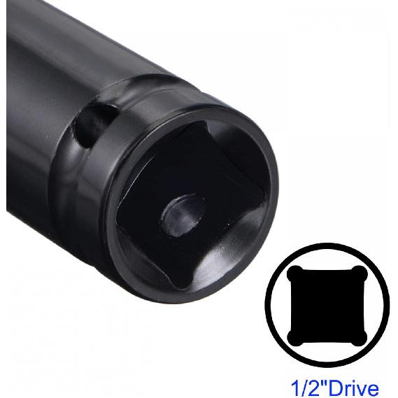 Unifizz 1/2 Inch Drive - 30mm Deep Impact Socket with 6 Point Design, Heat-Treated Cr-V Steel 200mm Length, Metric Sizes
