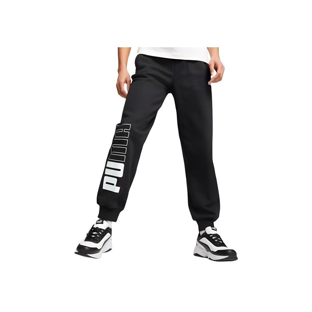 Puma Basic Series Comfortable Soft Logo Letter Print Knitted Sports Pants Women Pants Black 680273-01