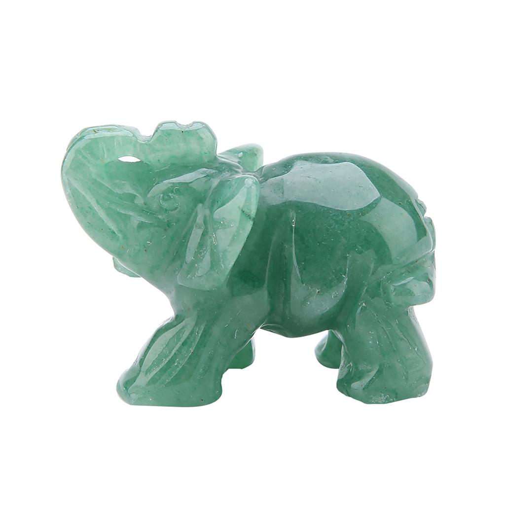 2inch Natural Jade Carved Elephant Crystal Figurine Home Decoration Furnishing Article