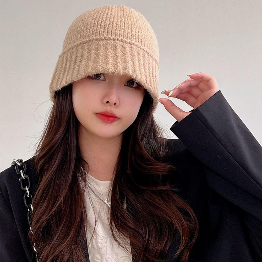 Outdoor Sunscreen Cap Autumn Winter Hat Fisherman Bucket Hat Korean Style Cap Knitting Wool Cap