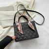 Popular Fashion Diamond Grid Embroidery Thread Korean Version Gentle Temperament Scarf Handbag, New Tote Bags