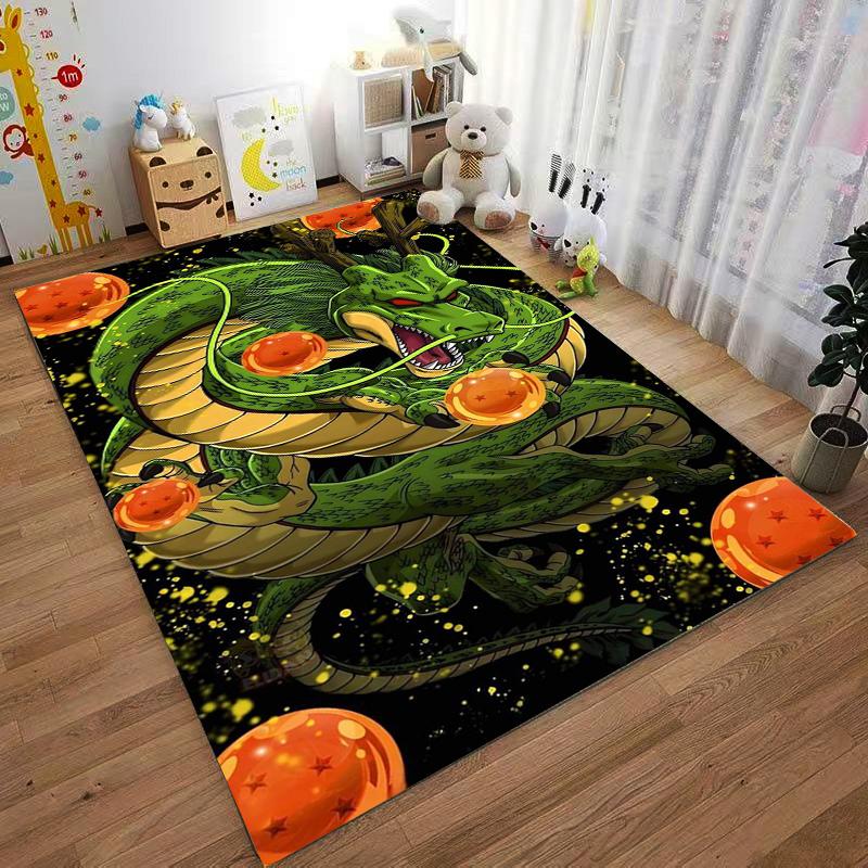 "Green Dragon Pattern Carpet with Orange Spheres, Fantasy Style Decor" Suitable for use as an anti-slip for living room bedroom sofas