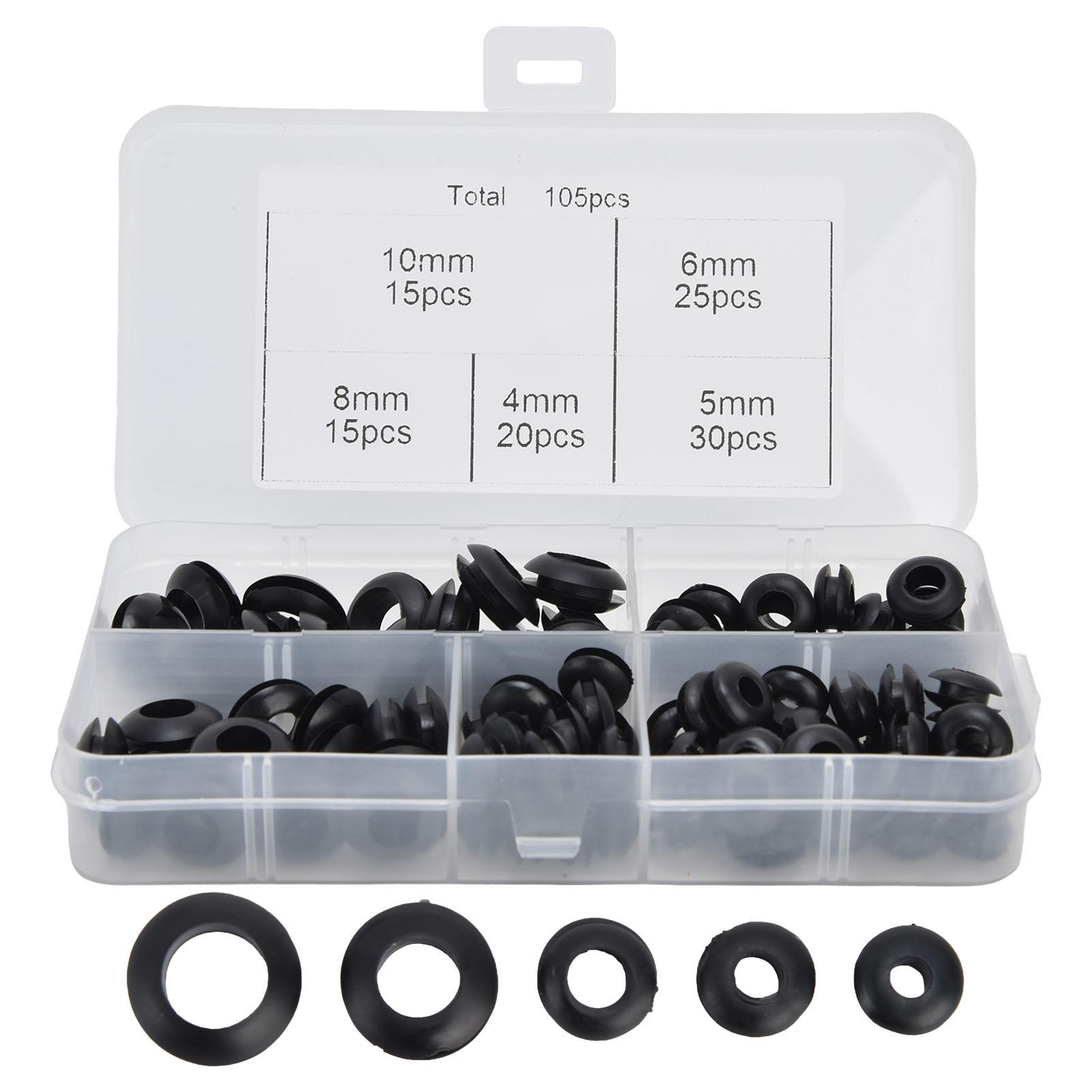 

Набор втулок 105 шт. Резиновые уплотнительные кольца для электропроводки и сантехники, защитная спираль