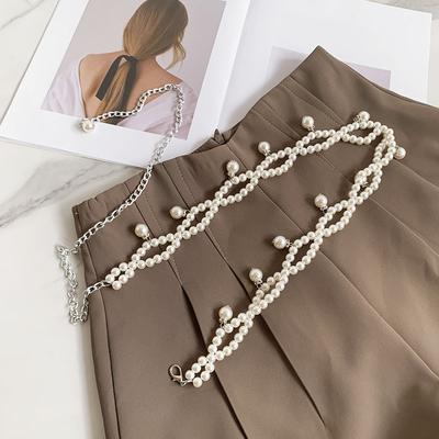 Pearl Waist Chain Women'S Decorative Dress Shirt Waist Thin Belt Metal Waist Chain Accessories
