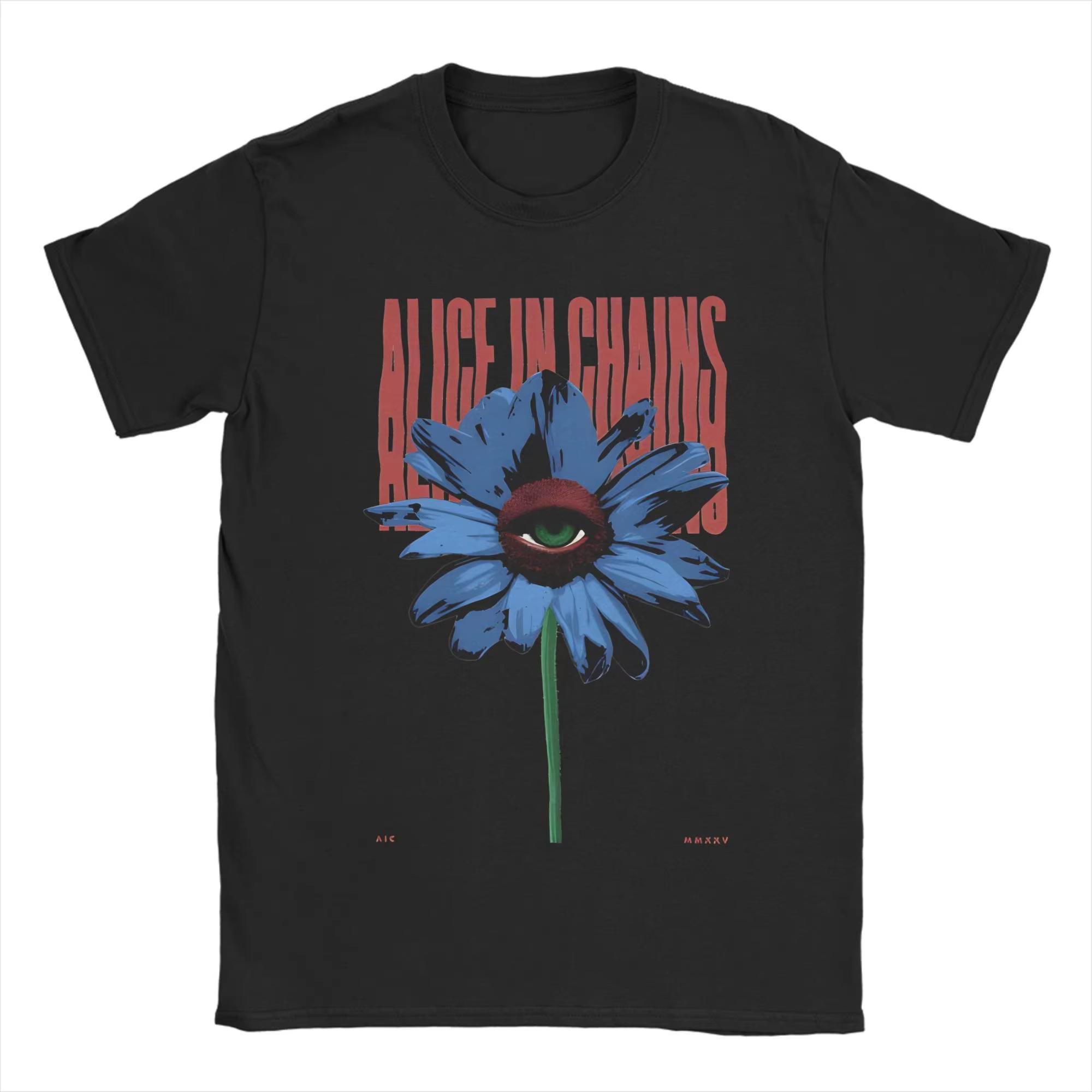 

Alice In Chains band One Eyed Daisy pattern Print cotton Hot sale Unisex Tshirt Summer New Oversized neck Unisex Tshirt S