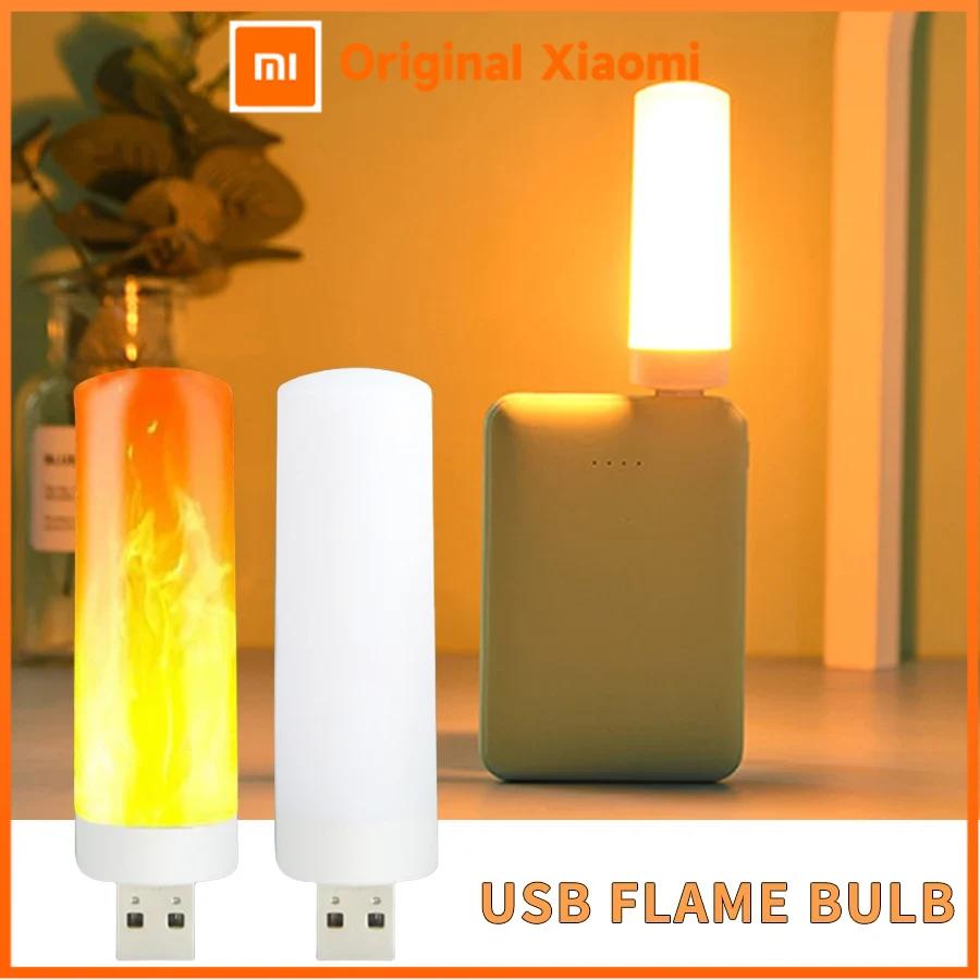 Xiaomi USB LED Flame Effect Night Lamp Safe Flameless Flicker Candle Bulb Xmas Wedding Table Decor Warm USB Ambient Light Gift