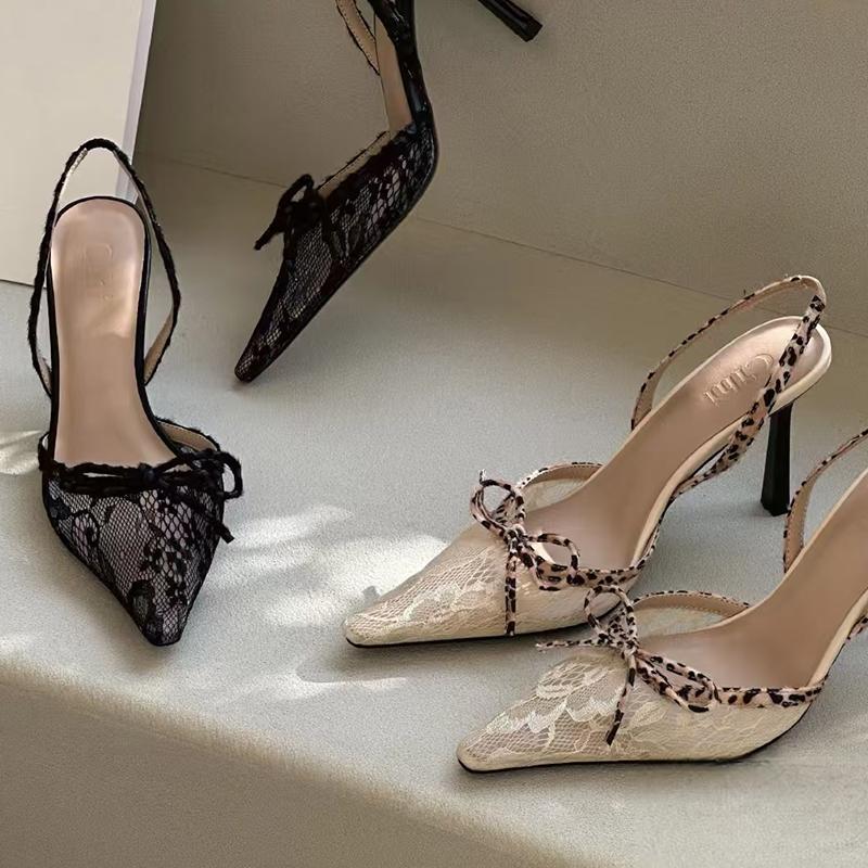 Fashion Designer Bow Women High Heels Shoes Lace Elegant Heeled Sandals Woman Shoes Summer 2025 Pumps Fashion Sexy Sandalias De Mujer