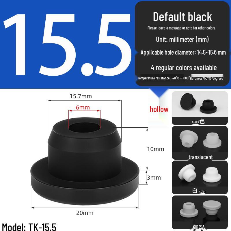 Black High-Temperature Resistant T-Shaped Silicone Stopper - Round Hole Rubber Gasket & Shock-Absorbing Blind Plug