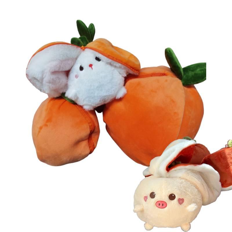 Shapeshifting Rabbit Fruit Plush Toy Stuffed Action  Dolls Pig Throw Pillow
