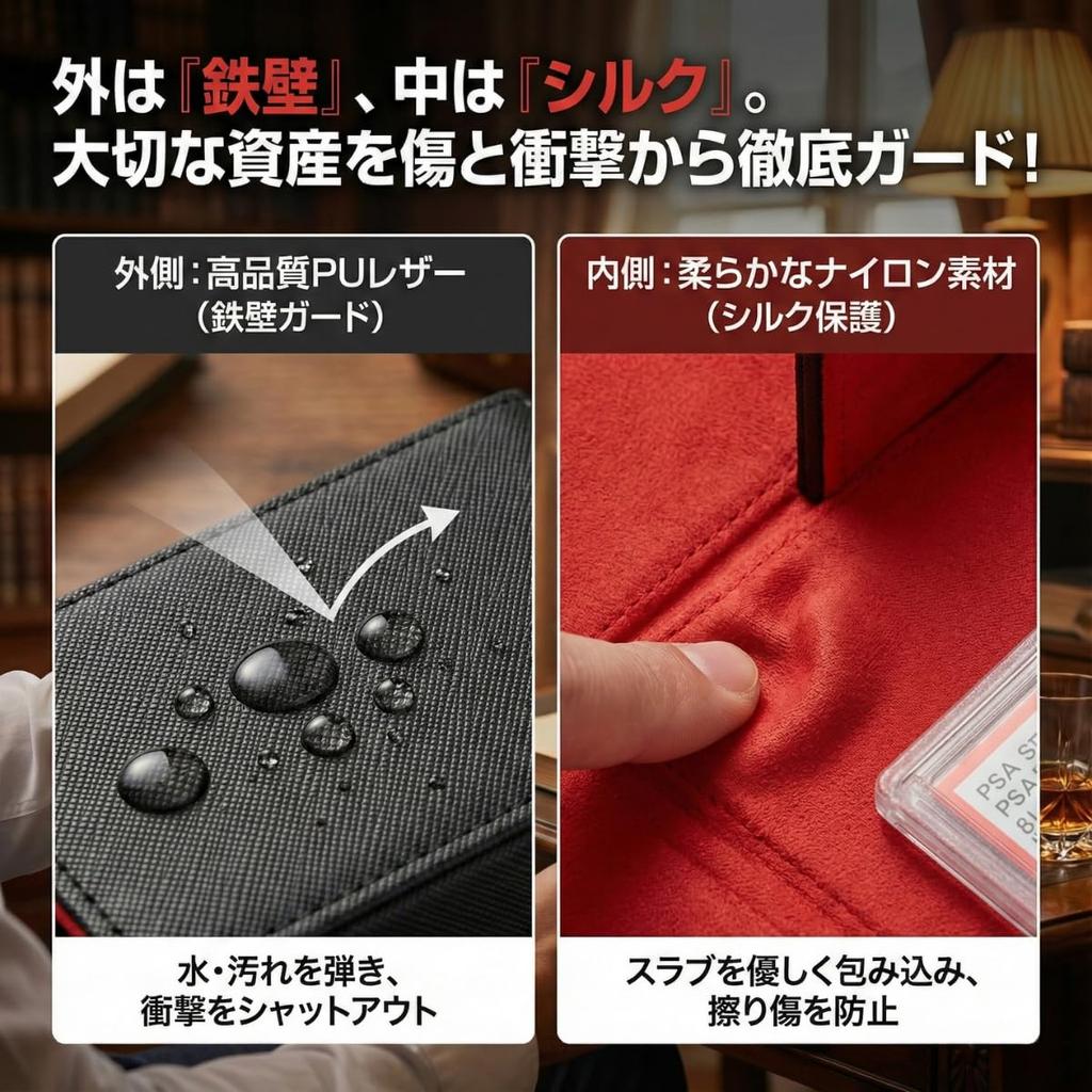 JUSTVEL Card PSA Vertical Storage Storage Deck Trading Card Leather Deck Holder Storage, Certified, Case, Box, Case, (Red)